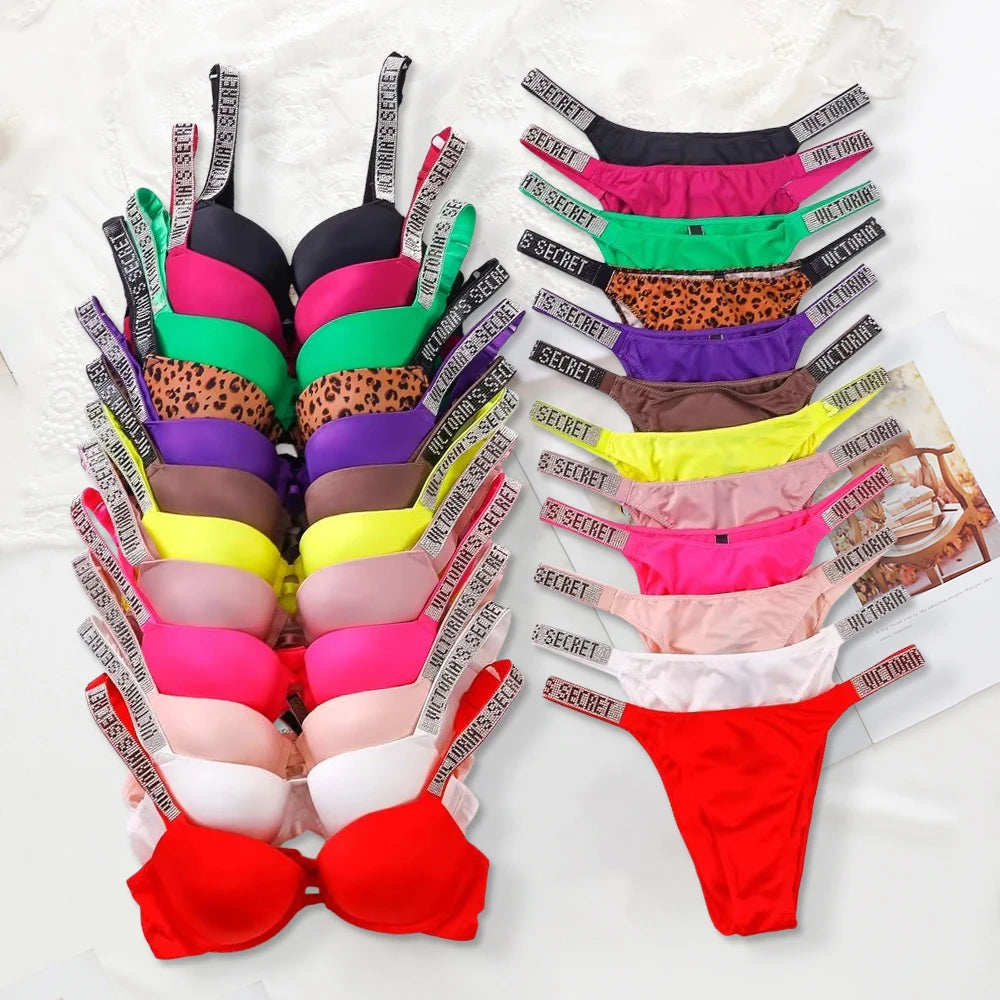 Victoria's Secret Women's Fashion Lingerie Set Sexy Breathable Soft Versatile Shapewear Sexy Lingerie Bra and Panty Set Push Up