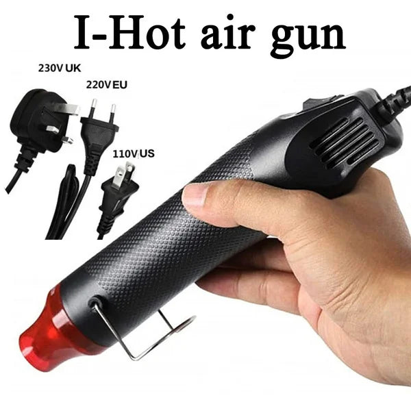 300W Electrical Mini Heat Gun Handheld Hot Air Gun with 300PCS Heat Shrink Butt for DIY Craft Embossing Shrink Wrapping PVC
