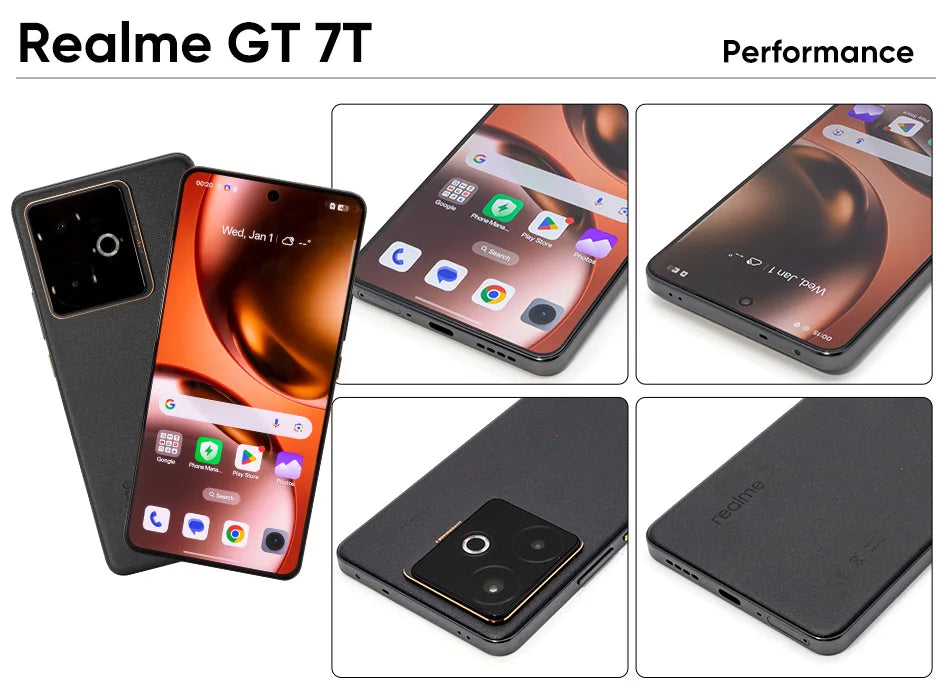 realme GT 7T Smartphone 5G MediaTek 8400-MAX 7000mAh Titan Battery 120W Ultra Charge 6.8'' 120Hz Display EU Version NFC
