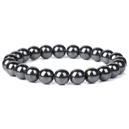 Men Hematite Bracelet Loss Weight No-magnetic Black Hematite Bead Bracelet Healing Health Therapy Balance Pulsera Jewelry Gift