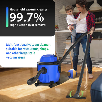 DayPlus Industrial Vacuum Cleaner Hoover Wet and Dry 4800W Powerful Suction Bagless, 16Kpa, 15 Litre Capacity, 4 Caster Wheels