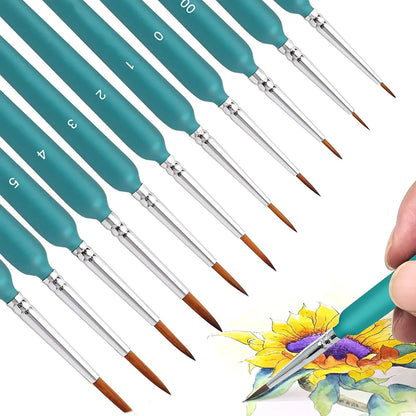 10/11pcs Miniature Paint Brushes, Detail Tip Paint Brushes Set With Ergonomic Handle - Suitable For Acrylic Painting, Oil, Wat