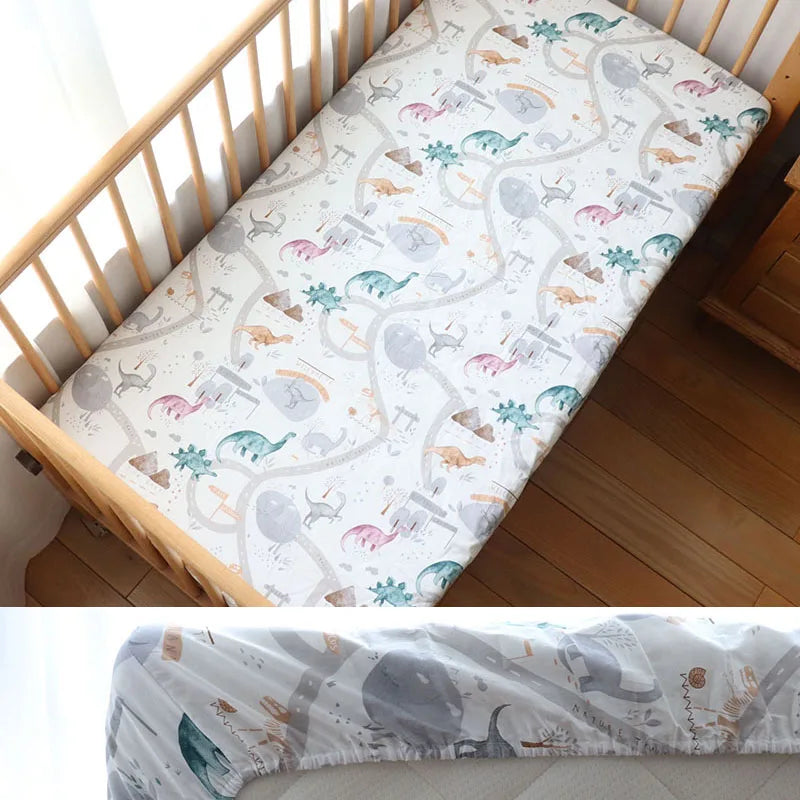 Baby Crib Fitted Sheet Newborns Bed Linen Children Cotton Cot Mattress Cover Protector For Toddler 130x70cm Allow Custom Size