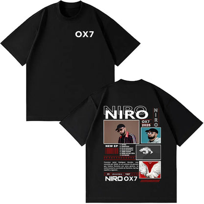 Rapper Niro OX7 Album T-shirt Men Women Clothes Hip Hop Fashion Pop Music T-shirts Male Casual Cotton Vintage T Shirt Streetwear