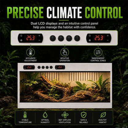 PVC Reptile Enclosure with Tempered Glass, Stackable Bearded Dragon Tank – Heavy Duty Terrarium for Amphibians, Reptilians, Arachnids