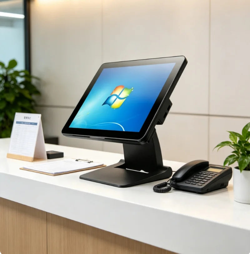 NEW 15.6 Inch Touch Screen Desktop POS Terminal Cash Register POS System All in One Windows 10 Support Folding PC I3 RAM 8GB