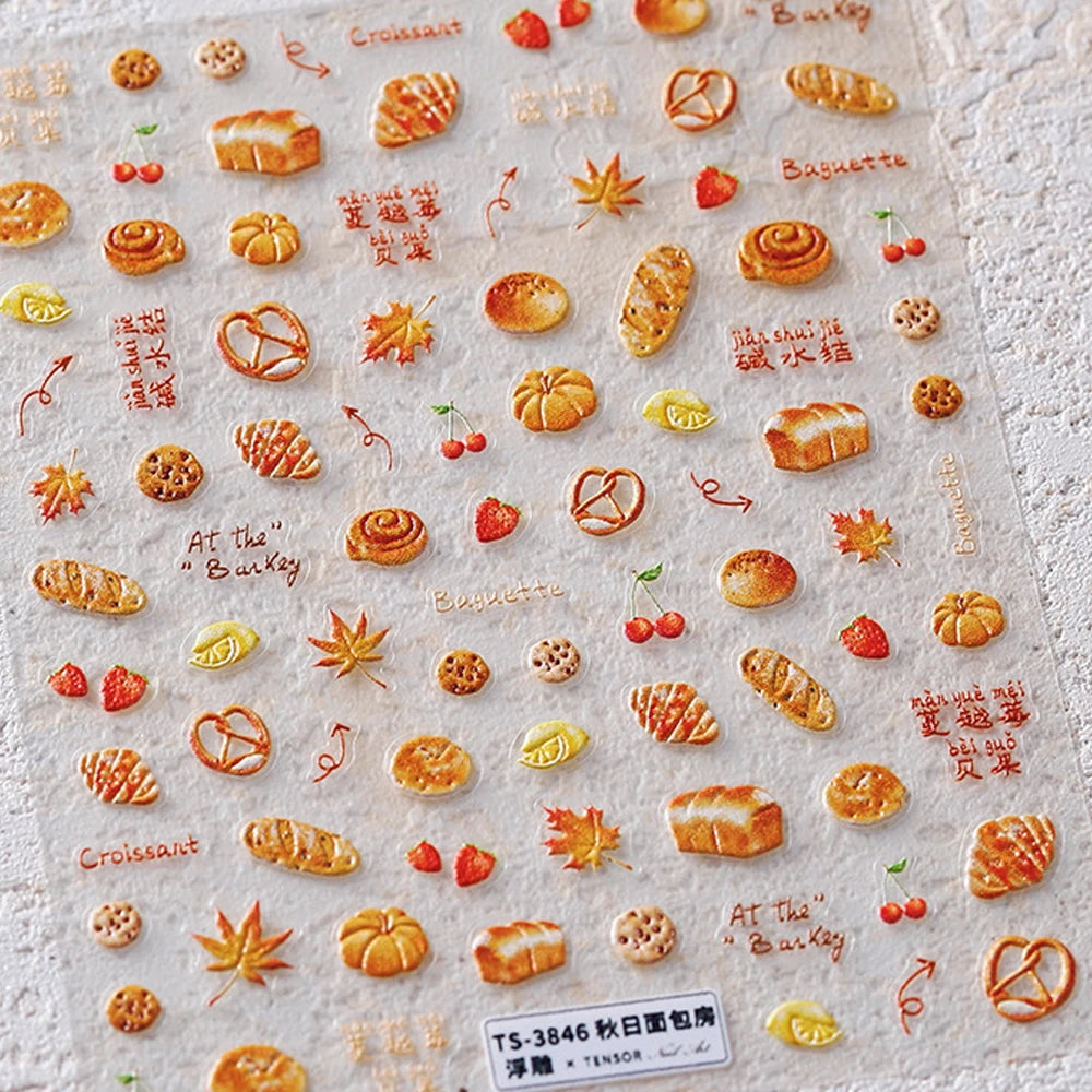 5D Pudding Jelly Dessert Fruit Cherry Pink Claw Print Bowknot Tie knot Love Heart Stars Nail Art Sticker Adhesive Manicure Decal