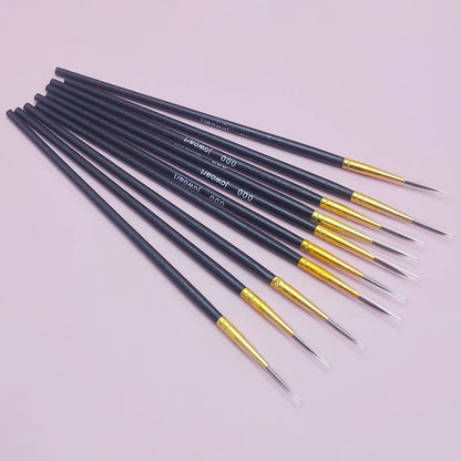 10Pcs/Set Fine Hand-painted Thin Hook Line Pen Short Wood Rod Drawing Art Pen Paint Brush Art Supplies Nylon Brush Special Offer