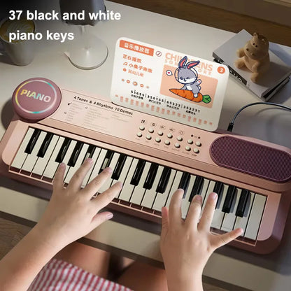 Children's Piano Keyboard 37 Keys Multifunctional Electronic Piano with Microphone Children's Early Education Educational Toys