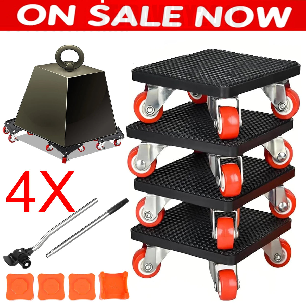 4 Pack Heavy Furniture Lifter Moving Tool Mover Roller Slider Lifting Equipment Pulley 400kg Transport Roller Set Rotating Wheel