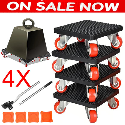 4 Pack Heavy Furniture Lifter Moving Tool Mover Roller Slider Lifting Equipment Pulley 400kg Transport Roller Set Rotating Wheel