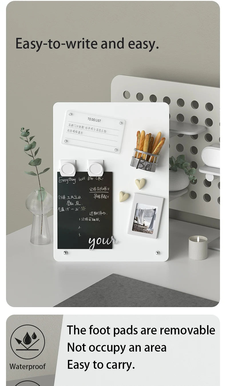 Magnetic Bulletin Board with Stand Magnetic Board for Tabletop with Magnetic Clamp Metal Board for Magnets Display