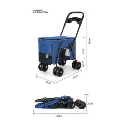 Dog Stroller Foldable Lightweight Sturdy Oxford Material for Travel