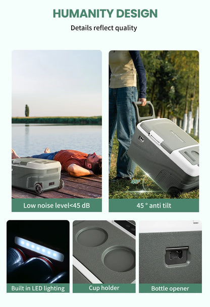 Alpicool DD40 40L Car Refrigerator 12V Compressor Fridge Freezer Dual Zone Independent Control Portable Cooler for Camping BBQ