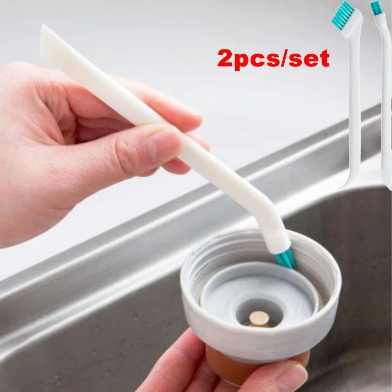 2 Pcs/Set Cleaning Narrow Brush Long Handle Portable Gap Baby Bottle Gap Cleaning Brush Household Kitchen Tool Small Brush