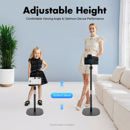 Adjustable Projector Floor Stand 25.6-47in ,360° Swivel Projector Stand with  EVA Pad, Portable Projector Mount for Home, Office