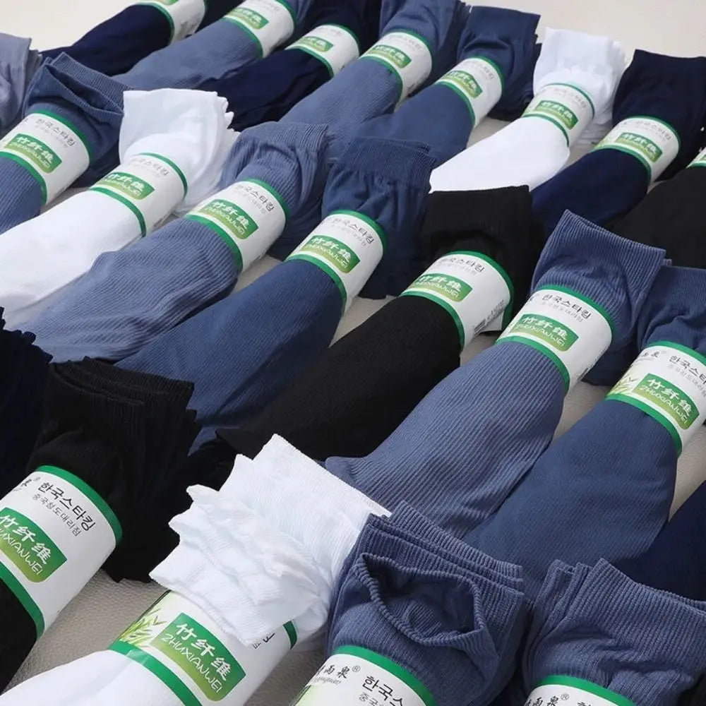 10pairs New Breathable Men Ice Silk Socks Soft Elastic Ultra-thin Socks Solid Business Socks