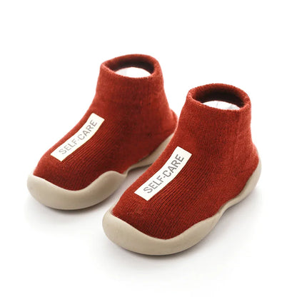 Baby Shoes Toddler First Walkers Infant Boys Girls Kids Rubber Soft Non-Slip Sole Floor Barefoot Casual Shoes Knit Booties