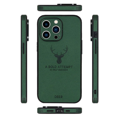 Luxury Business Leather Bumper Case For iPhone 17 Air 16 15 14 13 12 11 Pro Max Mini Plus Shockproof Soft Deer Head Back Cover