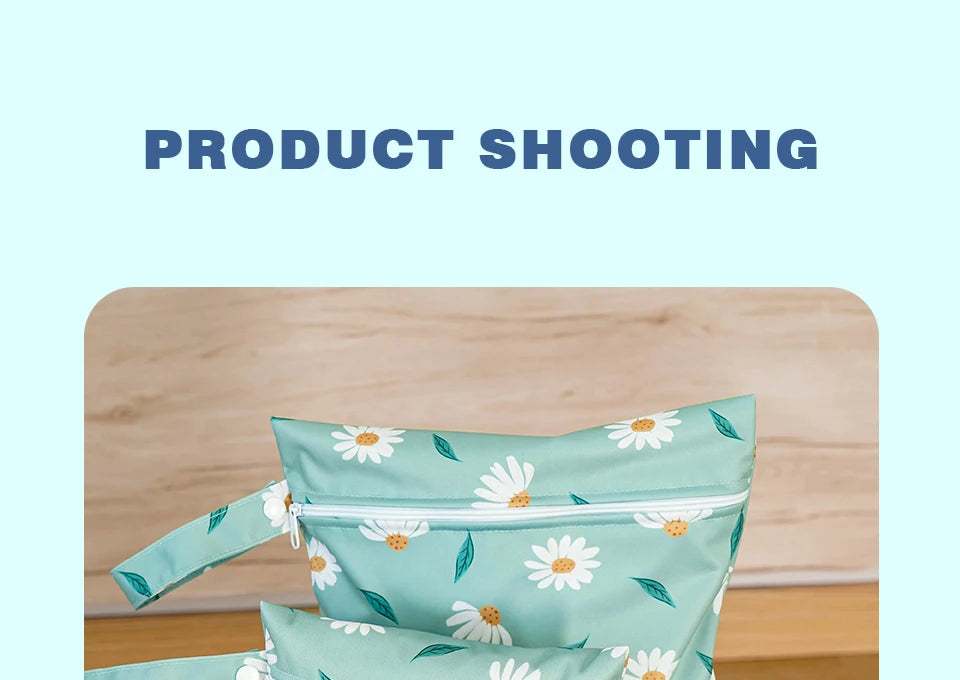 Elinfant 3PCS Portable Wet Dry Bag For Swimsuits,Waterproof Diaper Bags For Cloth Diapers,Washable Reusable Storage Bag