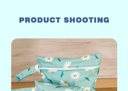 Elinfant 3PCS Portable Wet Dry Bag For Swimsuits,Waterproof Diaper Bags For Cloth Diapers,Washable Reusable Storage Bag
