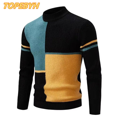 New Autumn and Winter Casual Warm Neck Sweater Knit Pullover Tops  Man Clothes