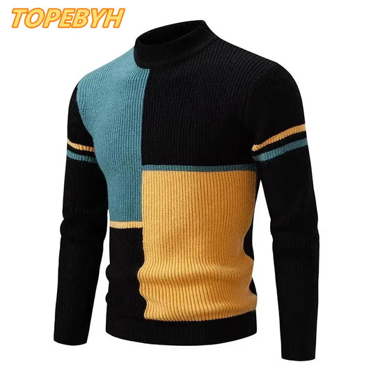 New Autumn and Winter Casual Warm Neck Sweater Knit Pullover Tops  Man Clothes