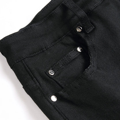Men Classic Pure Black Jeans All Match Stretch Denim Pants Casual Plus Size Slim Straight Trousers