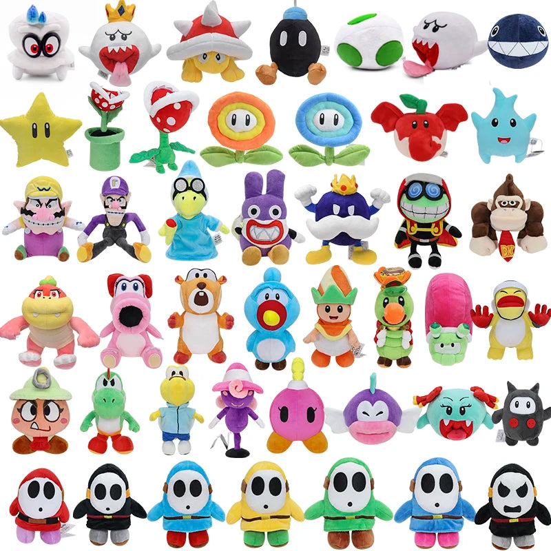 Cartoon Plush Toy Bullet Bill Shy Guy Waluigi Wario Donkey Kong King Boo Spiny Dry Bones Anime Stuffed Doll Peluche Toys Gift