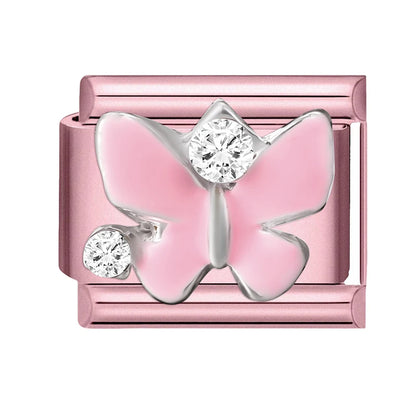 Pink Color Y2K Butterfly Star Bow Rabbit Heart Pendant Italian Charm Links Fit 9mm Stainless Steel Bracelet DIY Making Gifts