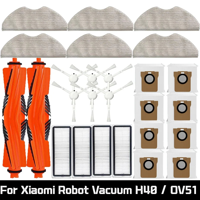 For Xiaomi Robot Vacuum H40 / OV51 Accessories Main Side Brush Mop Cloth HEPA Filter Dust Bag Replacement Spare Parts