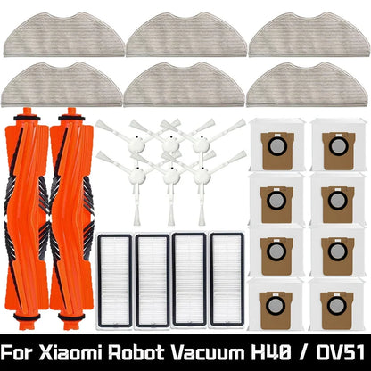 For Xiaomi Robot Vacuum H40 / OV51 Accessories Main Side Brush Mop Cloth HEPA Filter Dust Bag Replacement Spare Parts