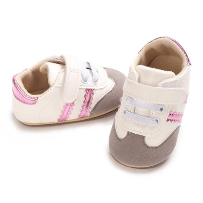 Spring and Autumn Fashion Stripes 0-1 Baby Shoes Baby Shoes Step Front Shoes Rubber Bottom Anti Slip Sneakers
