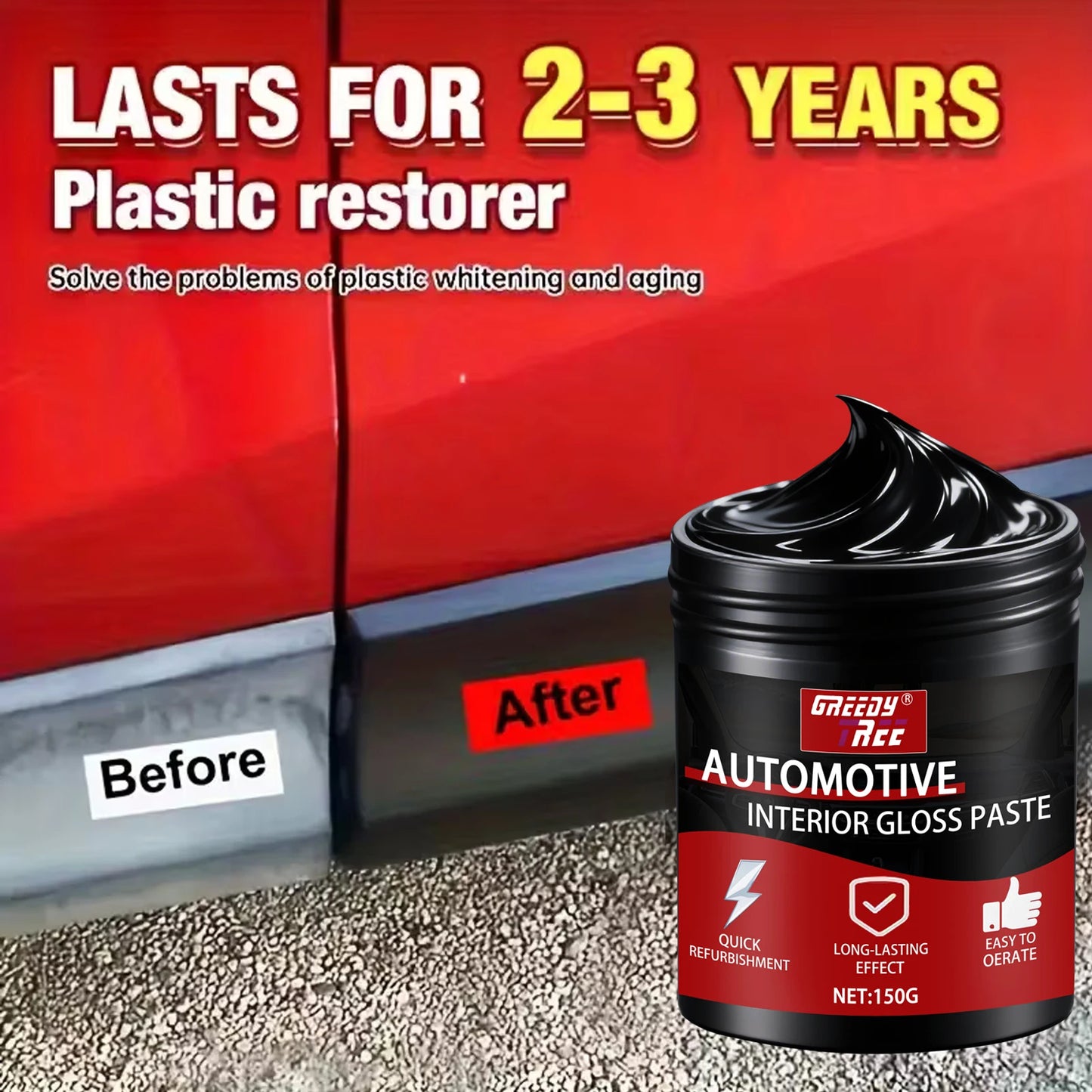Automotive Plastic Restorer Whitening Cream - All-in-One Dashboard, Tire Seat Restorer, Polish For Car Interior Gloss Upholstery