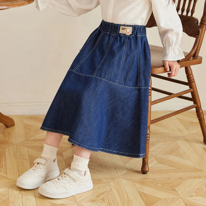 Fashion Girl Skirt Jeans Denim Skirt Mid Length A Line Teenager Girls Clothes Kids Children School Outfit Casual Plus Size