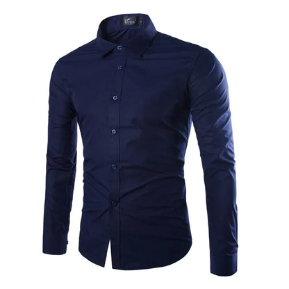Mens Striped Shirts Business Slim Fit Male Shirt Black White 2025 Long Sleeved Social Clothes Camisa Masculina Vetement Homme