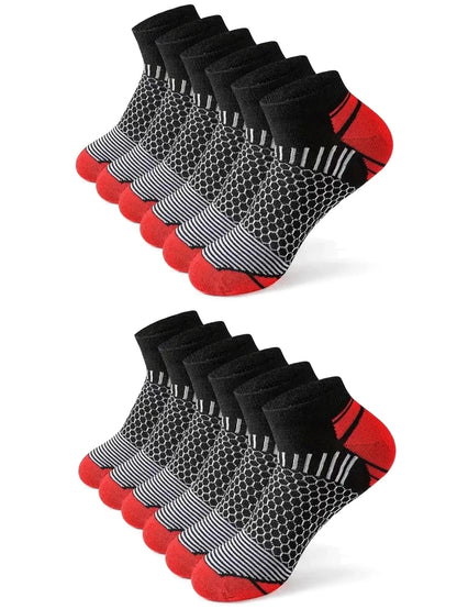 12Pairs High Qualit Athletic Socks Men's Ankle Socks Running Cyclling Waist Honeycomb Design And Firm Sports Leisure Socks Gifts