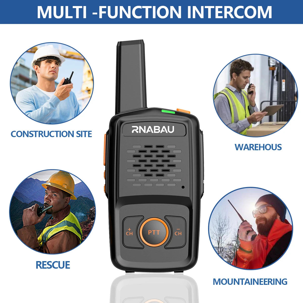 Mini Walkie Talkie RNABAU 16 Channels Professional MT-N1 UHF 400-470MHZ Match Baofeng Two Way Radio