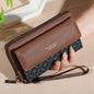 1pc Classic Men's Faux Leather Wallet, Double Layer with Snap Closure, Zippered Card Holder & Photo Compartment, Color blocking