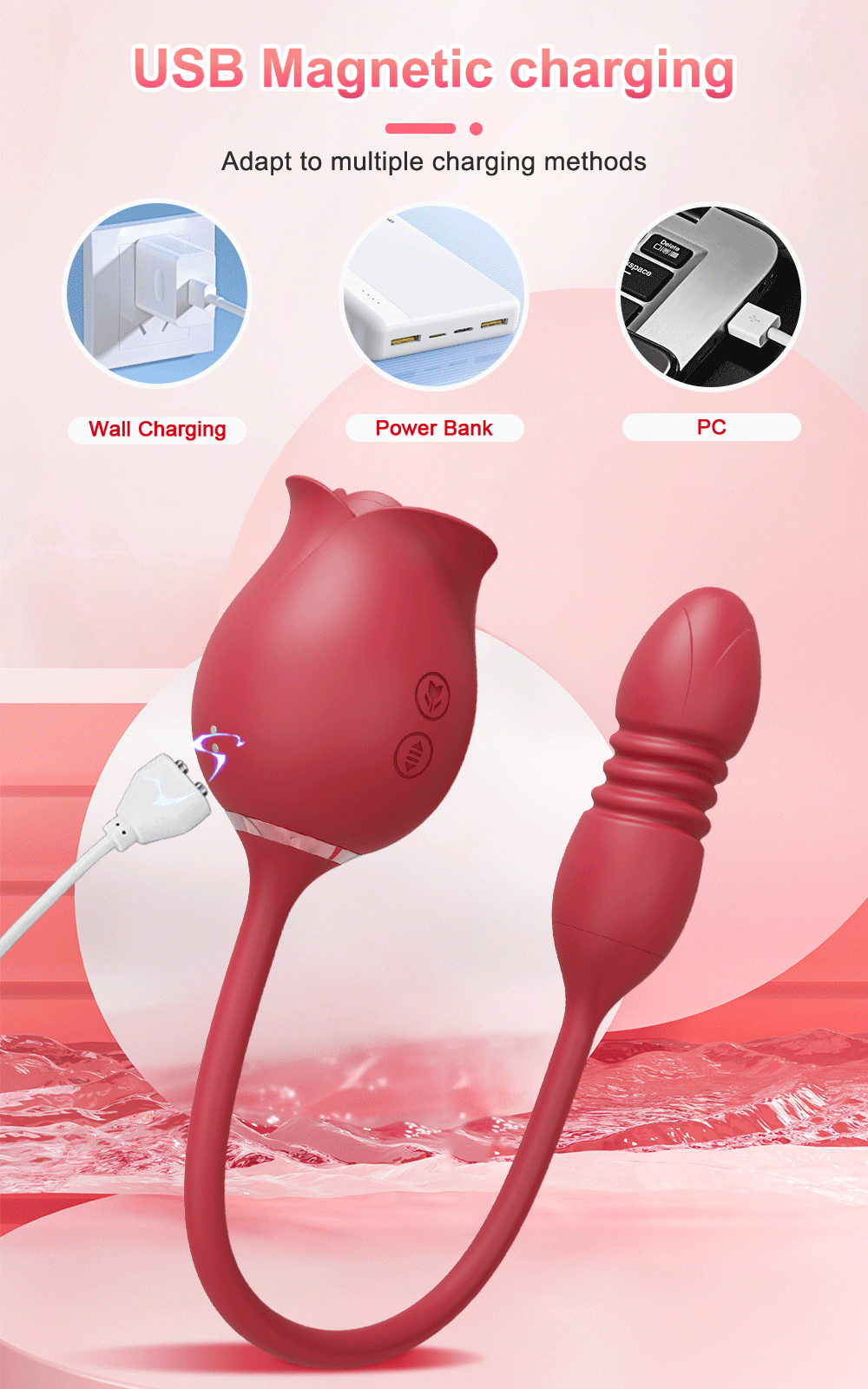 Sexy Adult Female Rose-Sucking Dildo Vibrator Women Nipple Clit Stimulator Vibrating Penetration Vagina Vibrator Erotica Toys