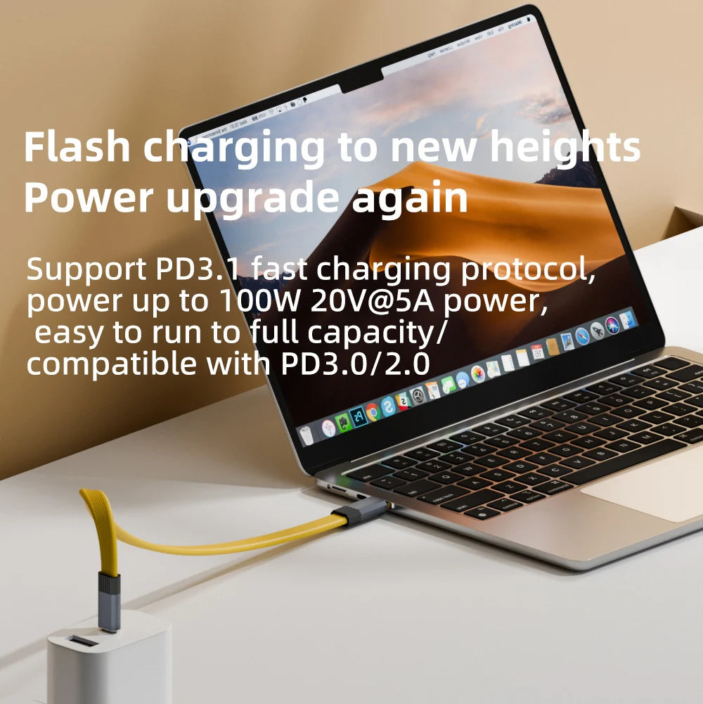 PD 100W Short USB C to USB C Cable Fast Charging 5A USB C Cord USB3.2 20Gbps Data Transfer 8K@60Hz Flat Data Charge Cable