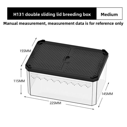 NOMOY Magnetic Sliding Lid Reptile Enclosure - Dual Opening Critter Cage for Crested Geckos, Frogs, Lizards, Snakes & Silkworms