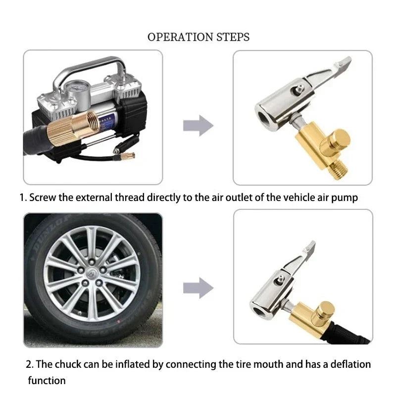 Portable Inflatable Pump for Car Tire Air Chuck Compressor Tire Inflator Tire Chuck with Barb Connector for Hose Repair