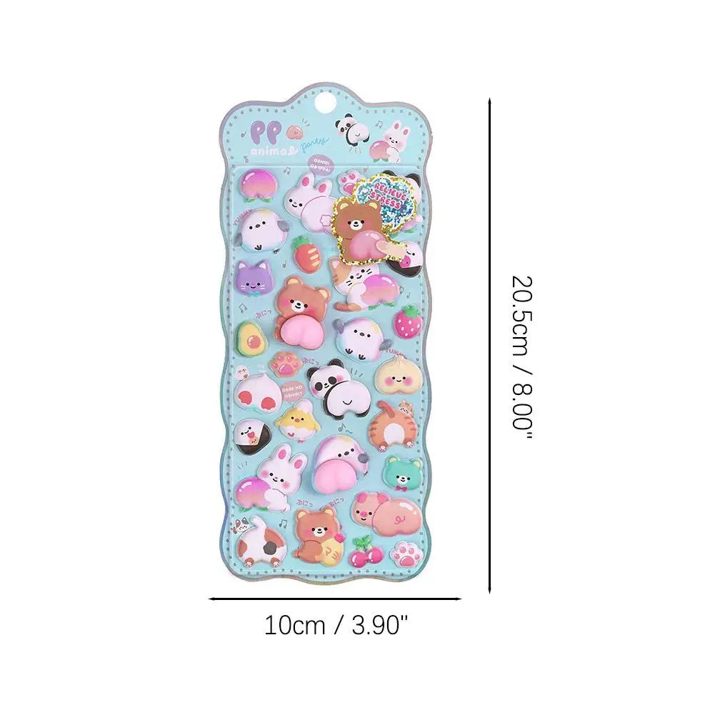 Kawaii Cartoon Soft Cute Little Rabbit 3D Pinching Relaxing Butt Stickers Cute DIY Mobile Book Decoration Stickers Festival Gift