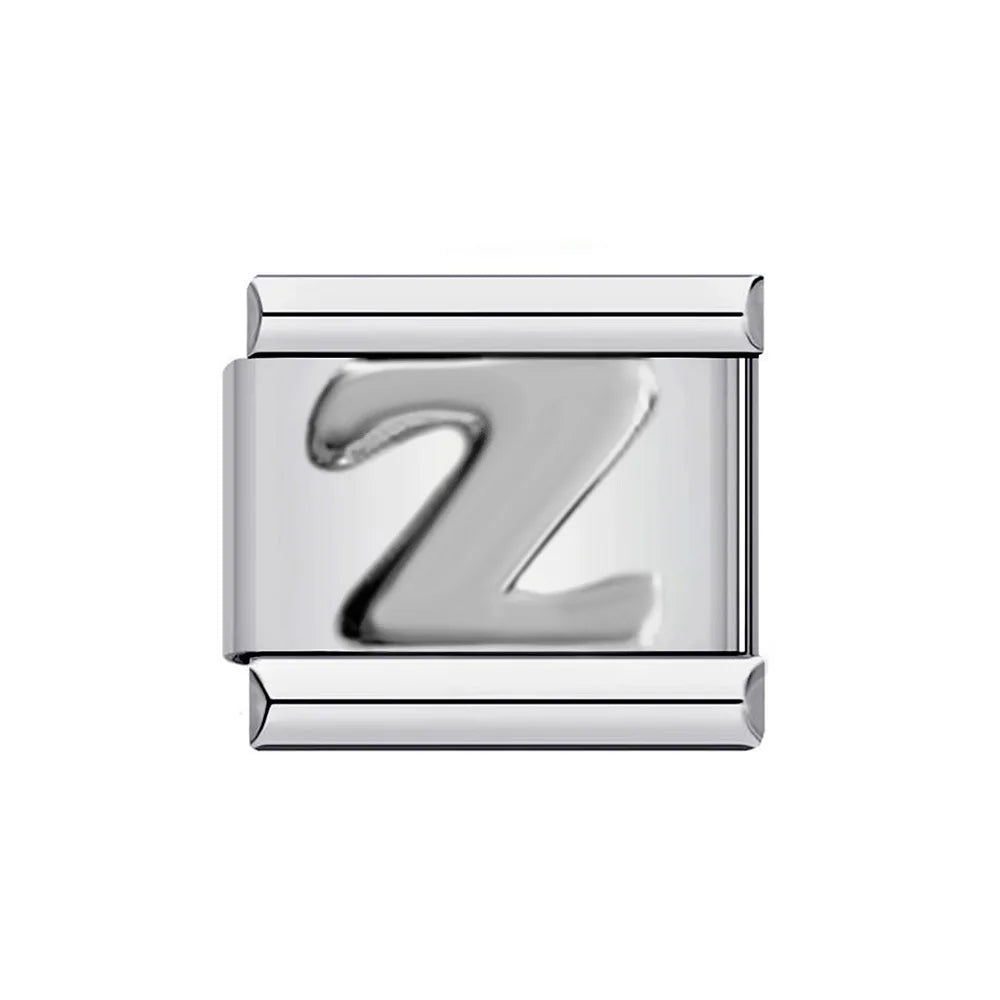 26 English A-Z Letter Name Custom 9mm Link Charms Silver Color Italian Stainless Steel Bracelet DIY Jewelry Making Hand Chain