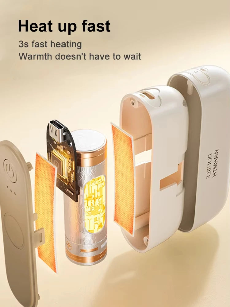 2-in-1 Magnetic Rechargeable Hand Warmers Electric Portable Handwarmers Long Lasting Safe Heating Warmer Pocket Heater