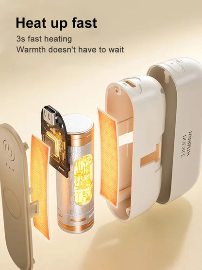 2-in-1 Magnetic Rechargeable Hand Warmers Electric Portable Handwarmers Long Lasting Safe Heating Warmer Pocket Heater