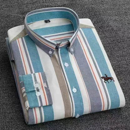 Large Size Full Men's Shirts 100% Pure Cotton Oxford Business Casual Shirt Soft Slim Fit Formal Plain Shirt Long Sleeve Clothes