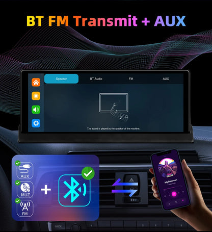 Srnubi 10.26 inch 4K ADAS Car DVR with 360° Rotation Dash Cam Wireless Carplay Android Auto Mirror Link BT WIFI AUX FM Dashboard