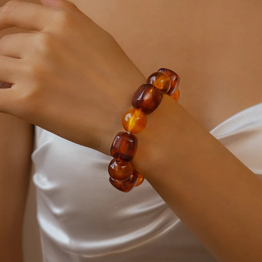 Acrylic Irregular Square Round Beaded Bracelet Bangle for Women Imitation Stone Chain Bracelet Hand Accessories Couple Gifts K
